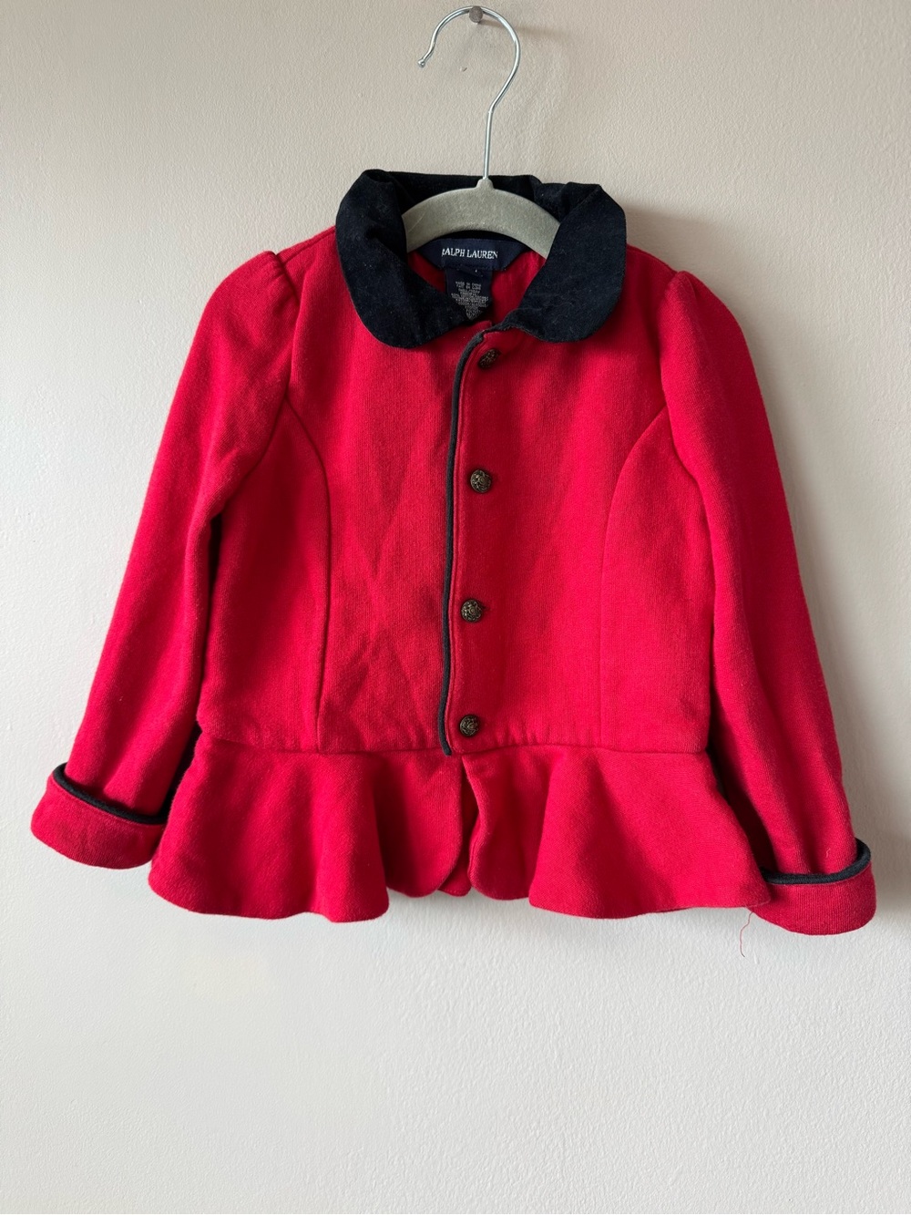 Ralph Lauren Vintage Peter Pan Collar Gold Button Peplum Dress Coat 24 months